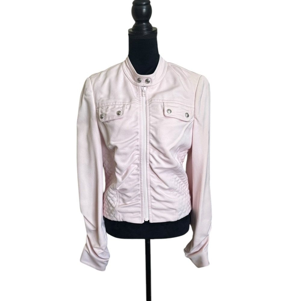 Pink Tartan blush pastel light pink contemporary sleek motto jacket size medium